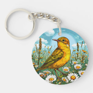 Colourful Blyth's reed warbler Bird Key Ring