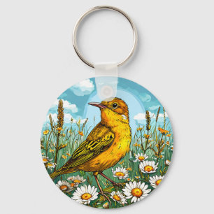 Colourful Blyth's reed warbler Bird Key Ring
