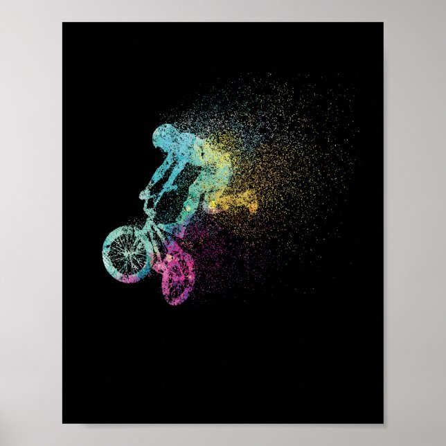 Colourful BMX art bike motocross freestyle bike Poster (Front)