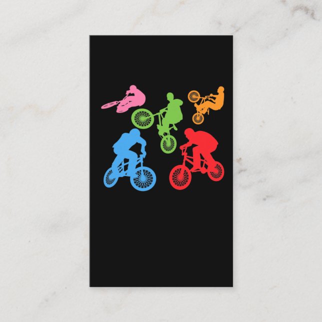 Colourful BMX Biker Boys Freestyle Cycling Business Card (Front)