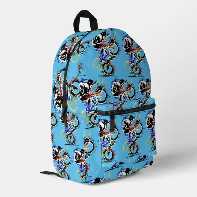 Colourful Bmx Flatland Bike Printed Backpack (Back Corner Left)