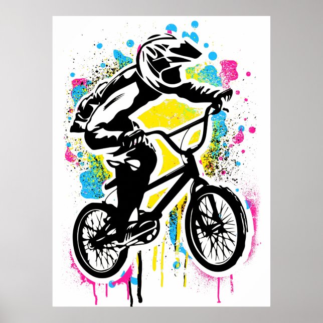 Colourful Bmx Poster - Bmx Bike Bicycle - Graffiti (Front)