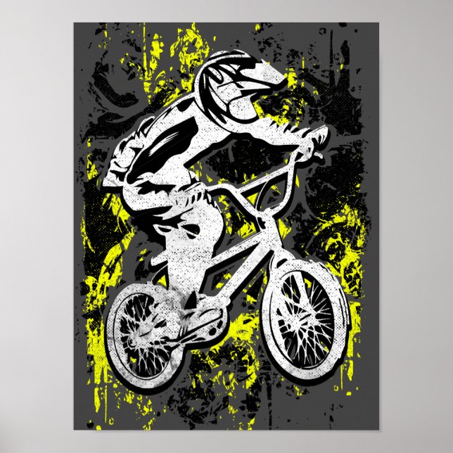 Colourful Bmx Racing - Bmx Bike - Bmx Poster Print (Front)