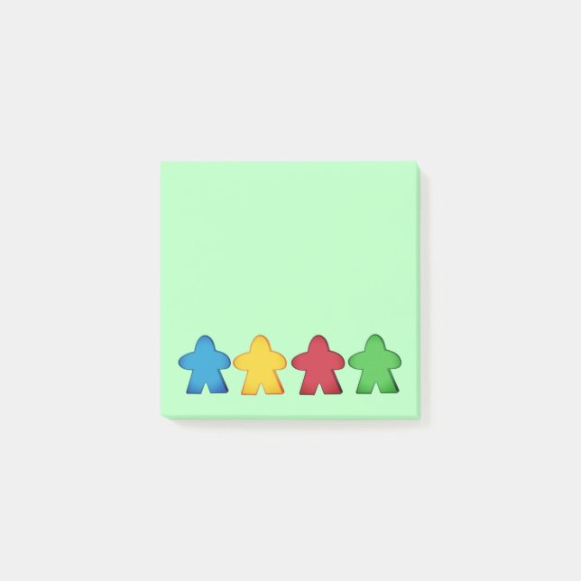 Colourful Board Game Meeple Post-it Notes (Front)