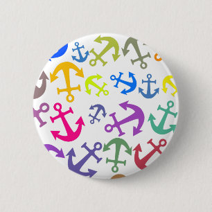 Colourful Boat Anchor Pattern 6 Cm Round Badge