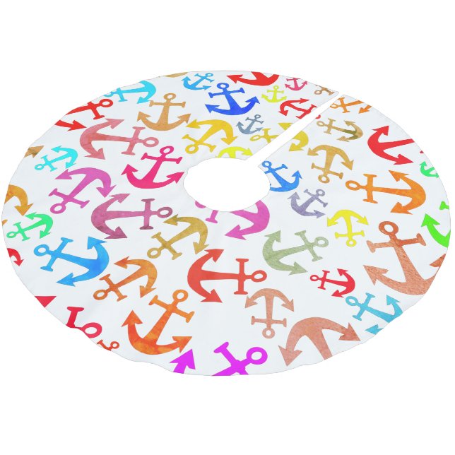 Colourful Boat Anchor Pattern Brushed Polyester Tree Skirt (Angled)