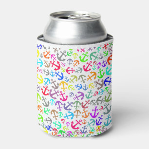 Colourful Boat Anchor Pattern Can Cooler