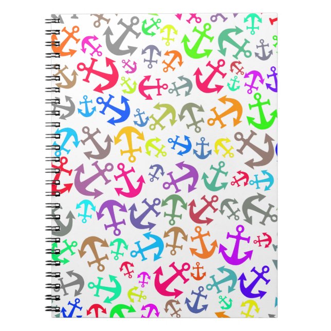 Colourful Boat Anchor Pattern Notebook (Front)