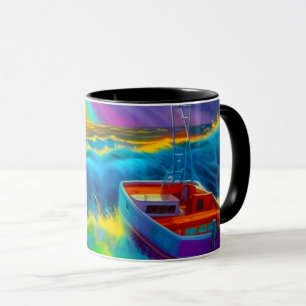 Colourful Boat Scene Mug