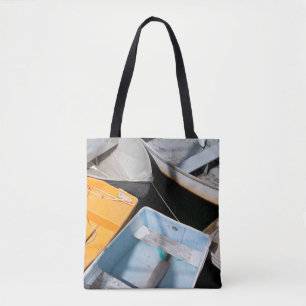 Colourful Boats on the dock Tote Bag