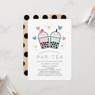 Colourful Boba Bubble Tea Party Gender Reveal Invitation
