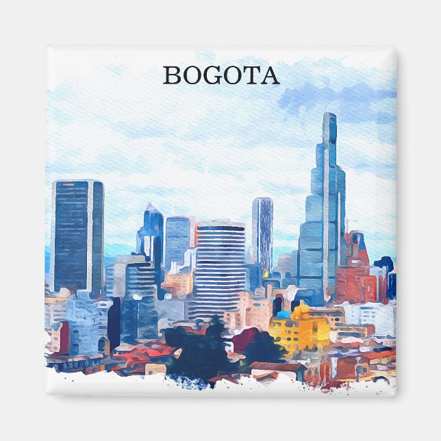 Colourful Bogota Colombia Cityscape Magnet (Front)