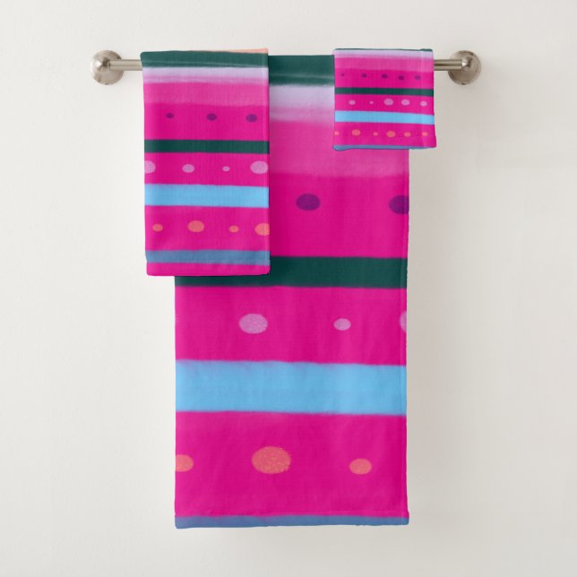 colourful Bohemian Abstract Art Bath Towel Set (Insitu)