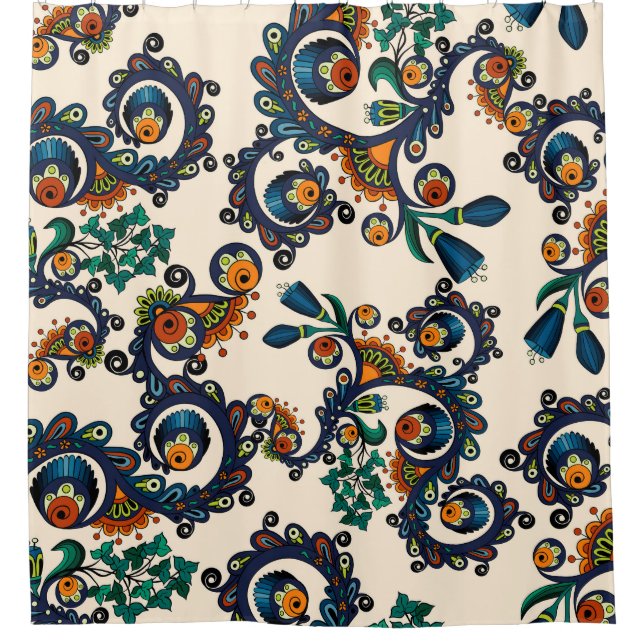 Colourful Bohemian Boho MOD Hippy Chic Pattern Shower Curtain (Front)