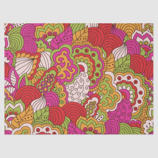 Colourful Bohemian Boho MOD Hippy Chic Pattern Tissue Paper (Front)