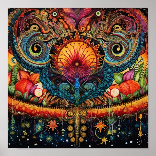 Colourful Bohemian decor tapestry print (Front)