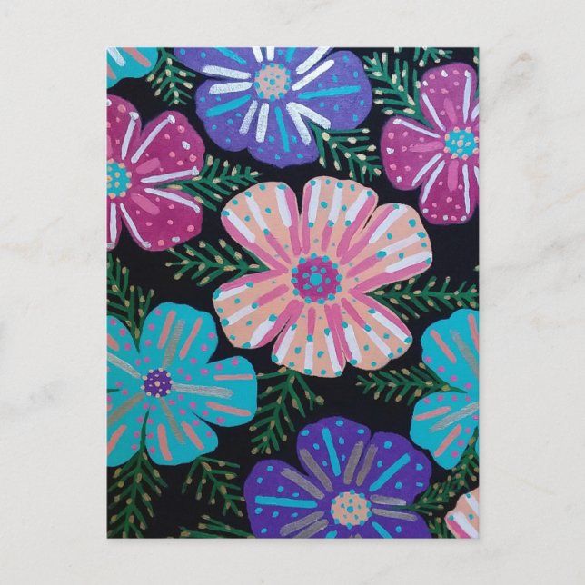 Colourful Bohemian Floral Postcard (Front)