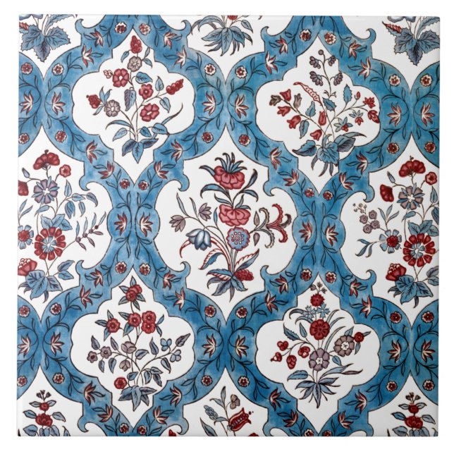 Colourful Bohemian Floral Quatrefoil Tile (Front)