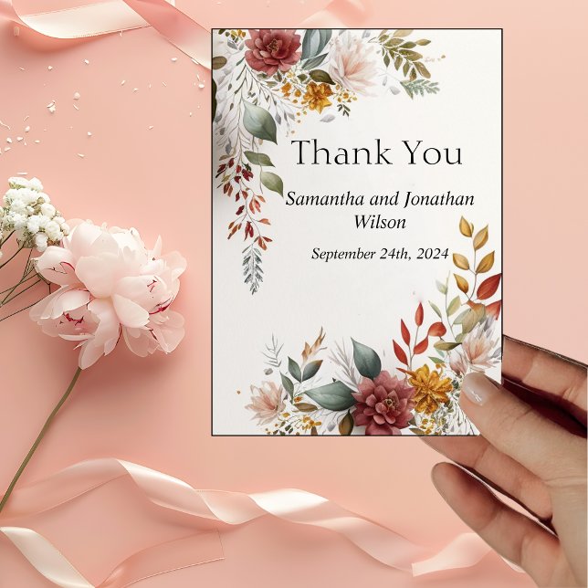 Colourful Bohemian Floral Thank you Card (Creator Uploaded)