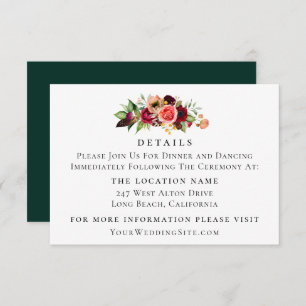Colourful Bohemian Floral Wedding Details Invitation