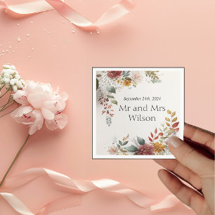 Colourful Bohemian Floral Wedding Dinner Cocktail Napkin