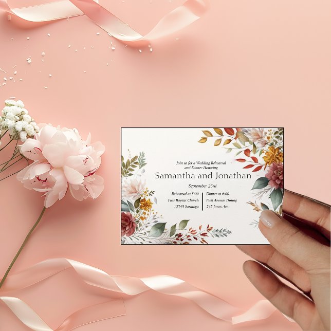 Colourful Bohemian Floral Wedding Rehearsal  Invitation (Creator Uploaded)