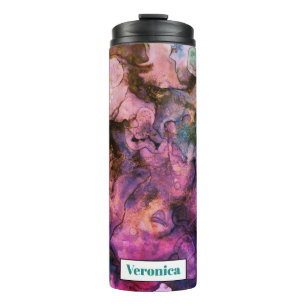 Colourful Bohemian Ink Splatter & Name Thermal Tumbler