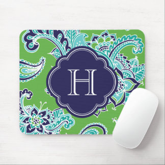 Colourful Bohemian Paisley Custom Monogram Mouse Pad