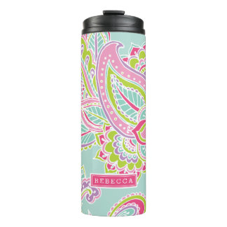 Colourful Bohemian Paisley Monogram Thermal Tumbler