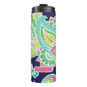 Colourful Bohemian Paisley Monogram Thermal Tumbler