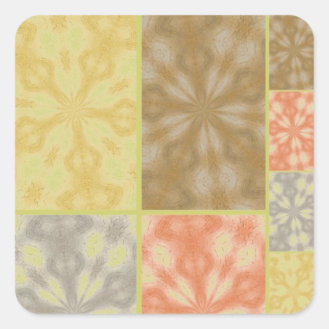 Colourful Bohemian Patchwork Square Sticker (Front)
