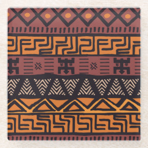 Colourful Bohemian Tribal Geometric Glass Coaster