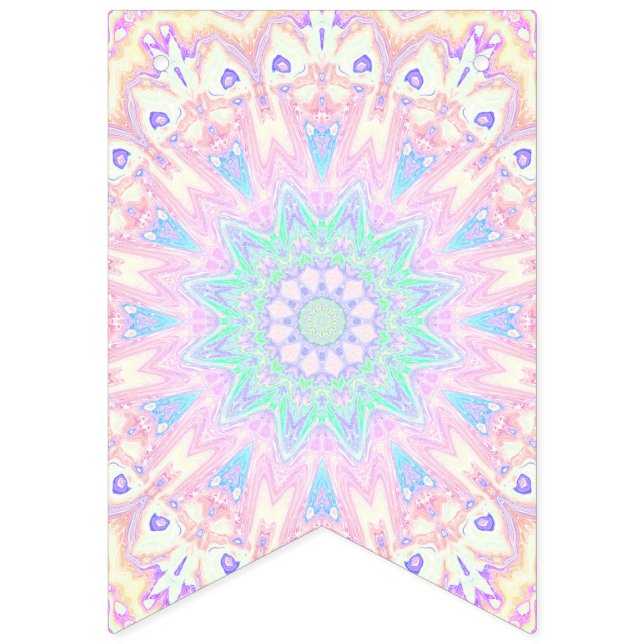 Colourful Bohemian Trippy Bright Pastel Mandala Bunting (First Flag)