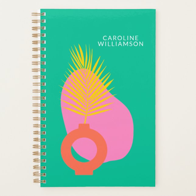 Colourful Boho Abstract Botanical Shapes Customise Planner (Front)
