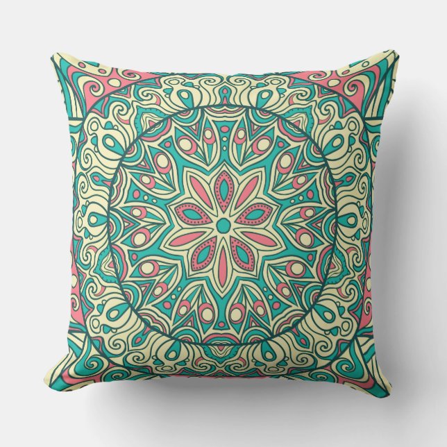 Colourful Boho Chic Floral Cushion (Front)