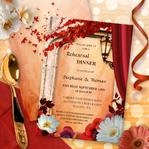 Colourful Boho Chic Floral Fall Rehearsal Dinner Invitation