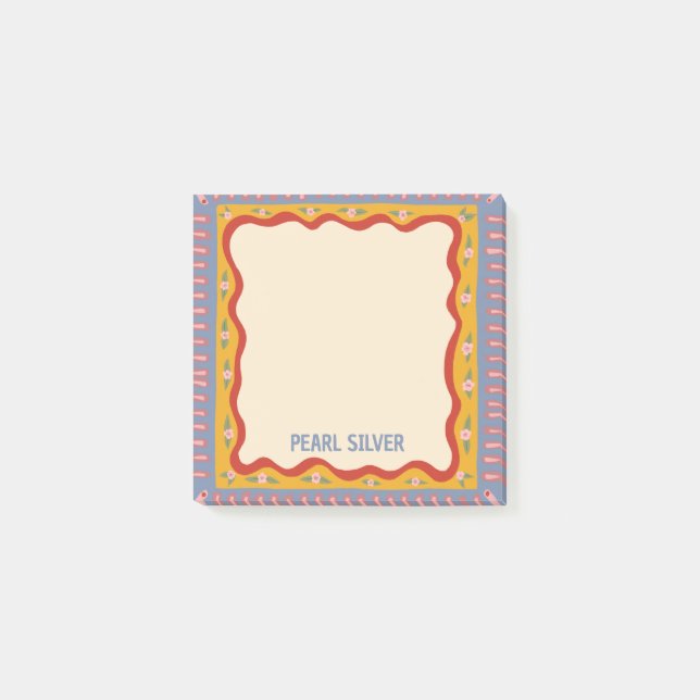 Colourful Boho CUSTOM Chic Monogram Personalised Post-it Notes (Front)