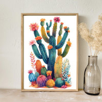 Colourful Boho Desert Cactus Art