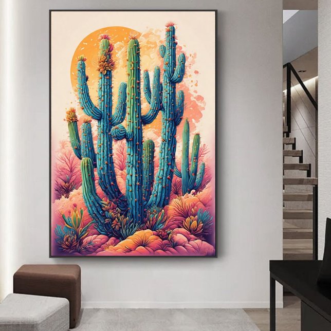 Colourful Boho Desert Cactus Art Poster (Creator Uploaded)