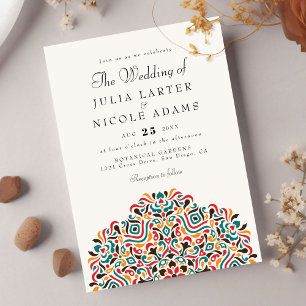 Colourful Boho Ethnic Botanical Accent Mandala Invitation