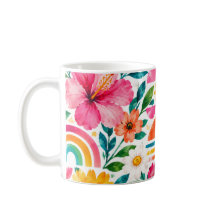 Colourful Boho Floral Coffee Mug - Vibrant Abstrac