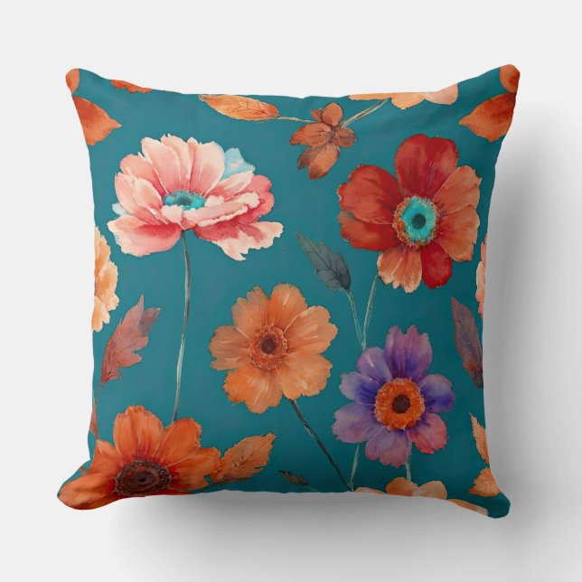 Colourful Boho Floral Cushion (Front)