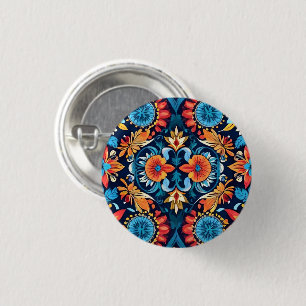 Colourful Boho Floral Elegance: Vibrant Mandala 3 Cm Round Badge
