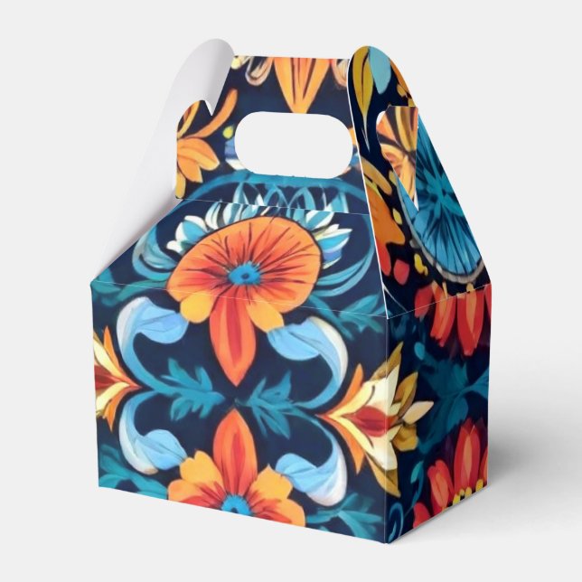 Colourful Boho Floral Elegance: Vibrant Mandala Favour Box (Front Side)