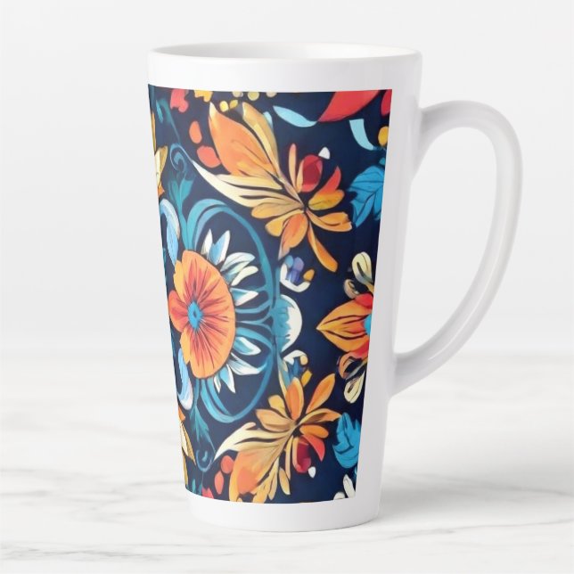 Colourful Boho Floral Elegance: Vibrant Mandala Latte Mug (Right)