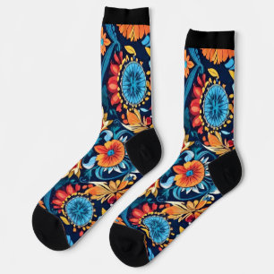 Colourful Boho Floral Elegance: Vibrant Mandala Socks