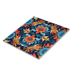 Colourful Boho Floral Elegance: Vibrant Mandala Tile
