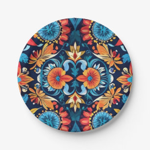 Colourful Boho Floral Elegance: Vibrant Paper Plat Plate