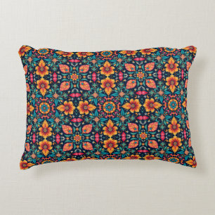 Colourful Boho Floral Pattern Elegant Symmetry Decorative Cushion