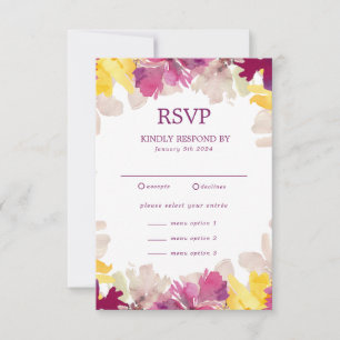 Colourful Boho Floral Summer Spring Wedding RSVP Card